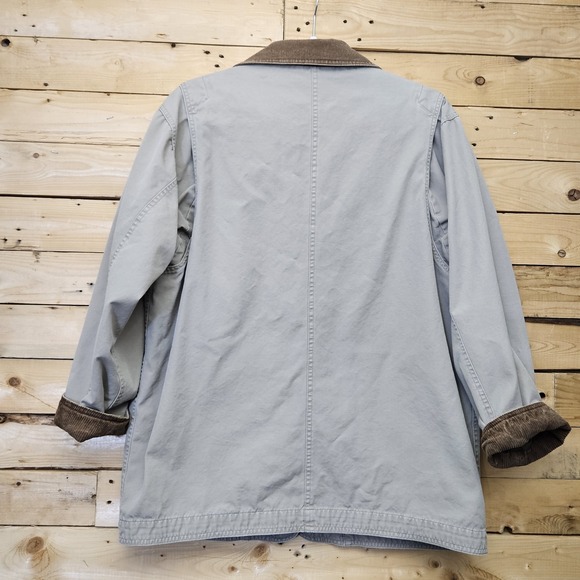 Lands' End Chore Coat Women Large Canvas Barn Field Flannel Lined Corduroy Tan - Picture 9 of 14